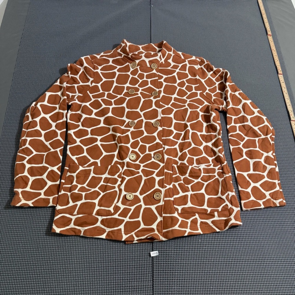 Isaac Mizrahi Live! Womens Brown Giraffe Print Double Breasted Jacket Size M
